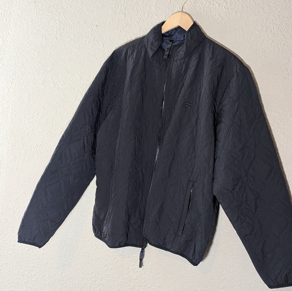 Fabletics Black Windbreaker Jacket with Stand-Up Collar